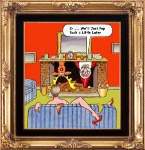 Unfortunately, the man is seated on the sofa.
