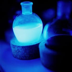 In the photoshoot, an attractive blue potion is displayed.