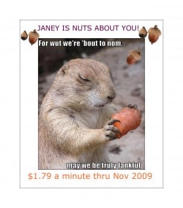 A rabbit was standing there and about to munch a carrot when Janey expressed gratitude.