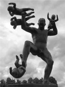 A strange statue, it looks so distinct and unusual.