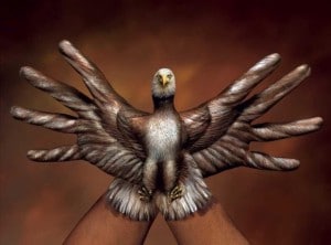 Eagle with finger painting Guido Daniele creates stunning hand painted artwork.