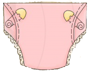 There was a diaper art in pink, and two pins were also there.