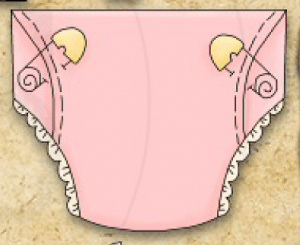 There was a diaper art in pink, and two pins were also there.