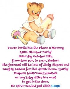 Baby Diaper Addict in Adult Sitting with Milk Bottle