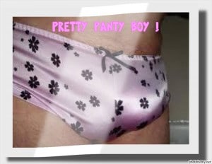 Petty Panty Boy, the man wearing the pink pants is posing in front of the picture shoot.