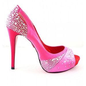 It was a gorgeous Pink Couture Crystal Peep Toe, and the heels were enormous.