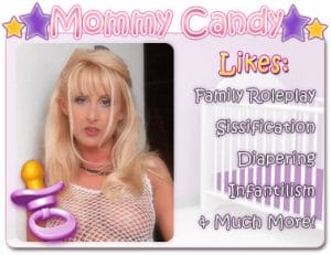 She is dressed as a candy lady and is posing against a wall for the photograph.