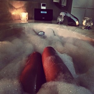 There was a bubble bath there in the bathtub.