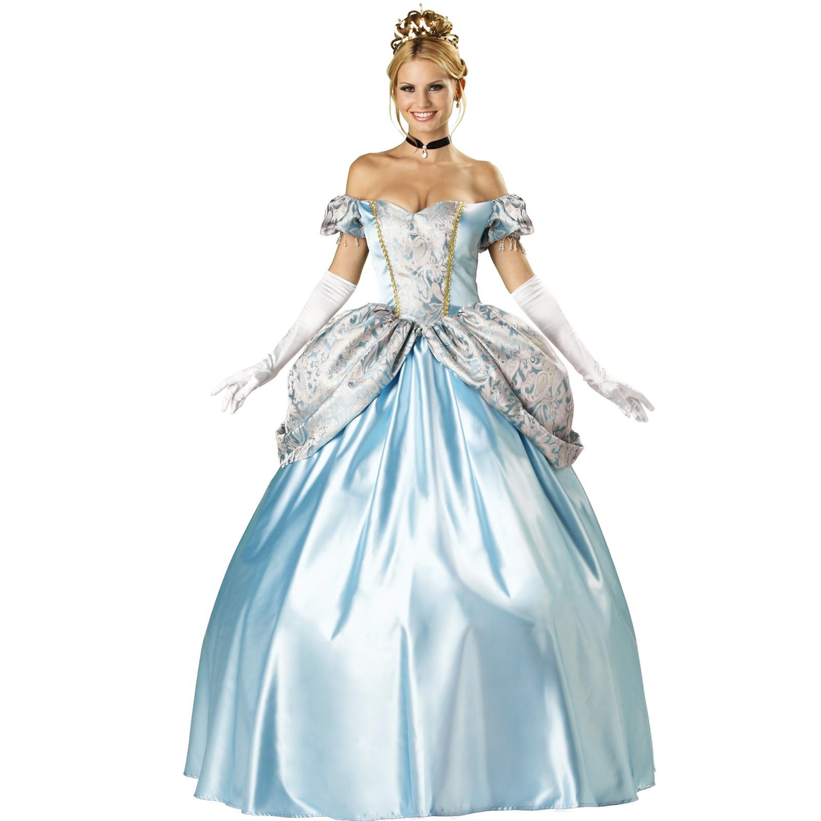 Standing and wearing light blue dresses, a seductive female exudes attractiveness.