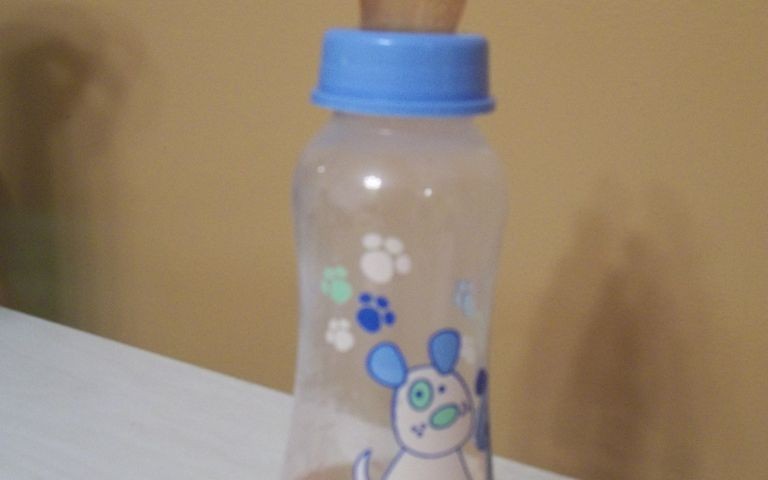 A baby feeding bottle that was kept in front of the photo shoot was filled with pee.