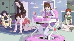 There were several gorgeous line-job gals in "A Daycare Sissy Baby,"