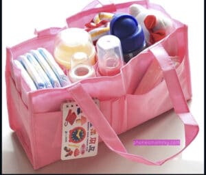 Mommy items and sexy diapers are on display.