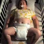 abdl accidentally fills his diaper too much where it puddles out of the diaper